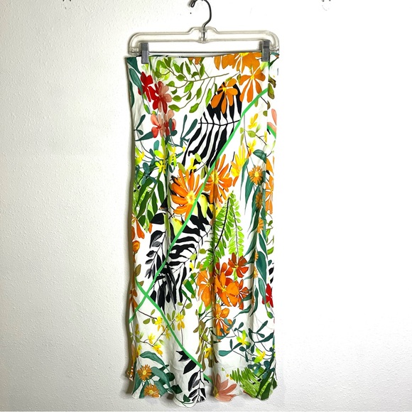 Karen Kane Multicolor Floral Skirt bias cut midi sz M petite colorful printed - Picture 1 of 6